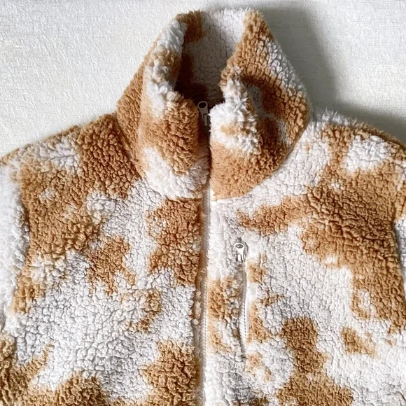Betsy Johnson Performance Teddy Bear Jacket Woman’s Size Small Tan and Cream - Picture 5 of 12